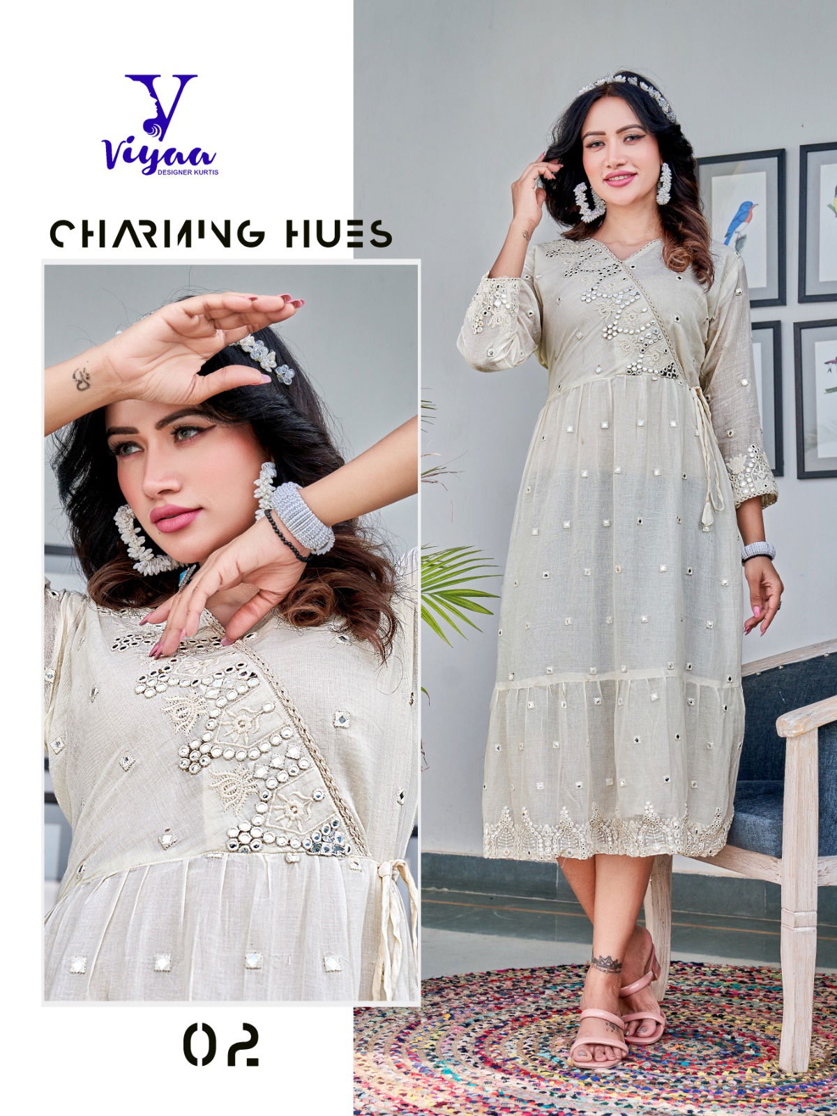 Milky Mul Mul By Viyaa Cotton Designer Anarkali Kurtis Catalog